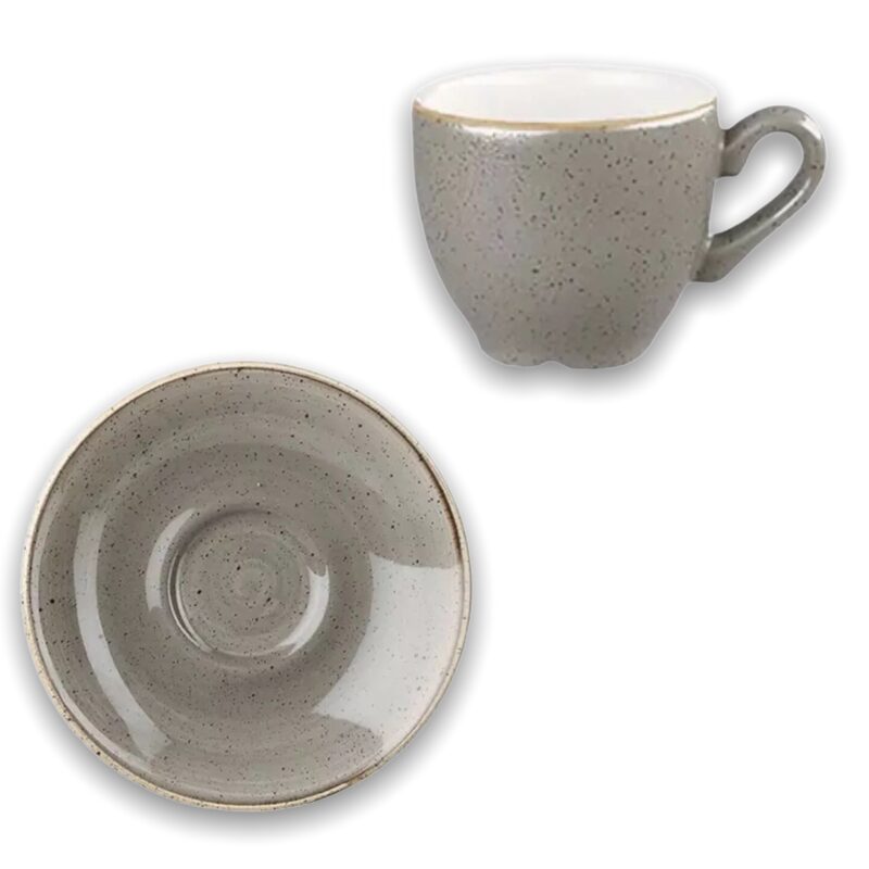 Espresso Tasse mit Untertasse Churchill Stonecast Peppercorn Grey Grau 90ml