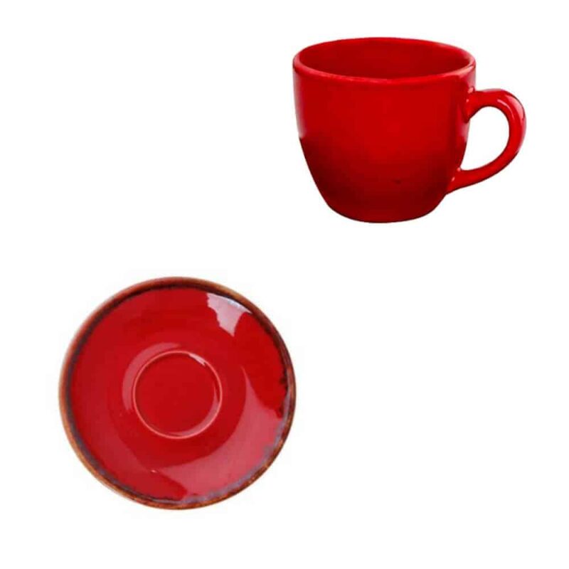 Espresso Tasse mit Untertasse Porland Magma Rot 80ml – Bild 2