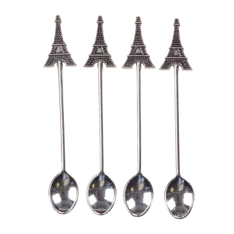 Silberfarbene  EIFFELTURM-TEELÖFFEL – 4ER-SET