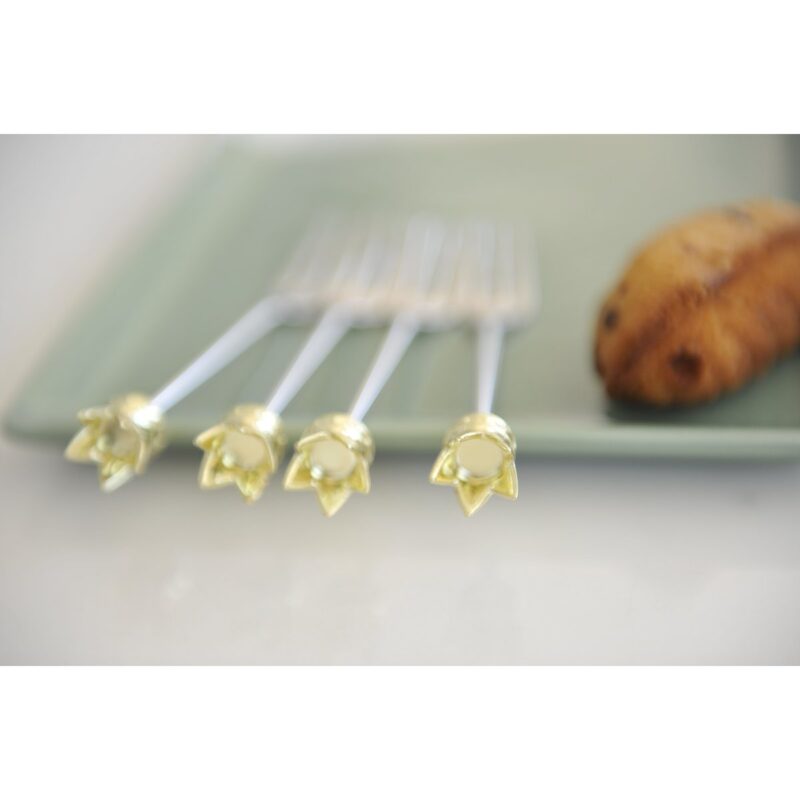 GOLDFARBENE KRONE KUCHENGABEL – 4ER-SET – Bild 2