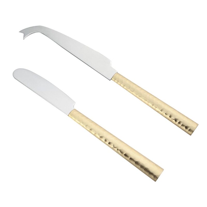 SET AUS 2 goldfarbenem GEHÄMMERNDEN KÄSESERVIEREN