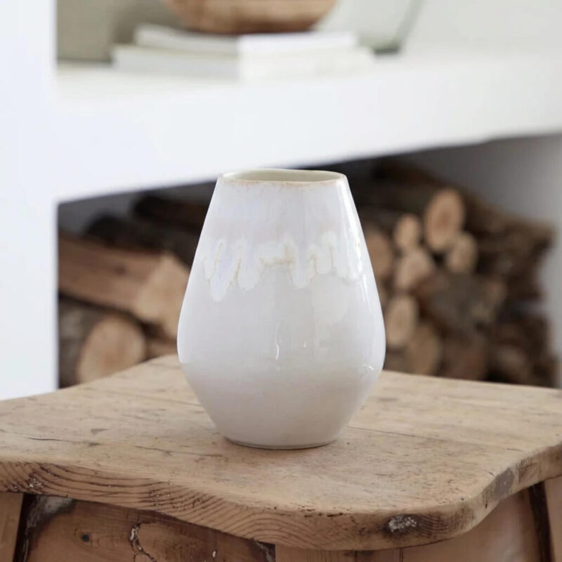 Brisa ovale Vase Blumenvase Salt Weiß-Grau H: 20cm