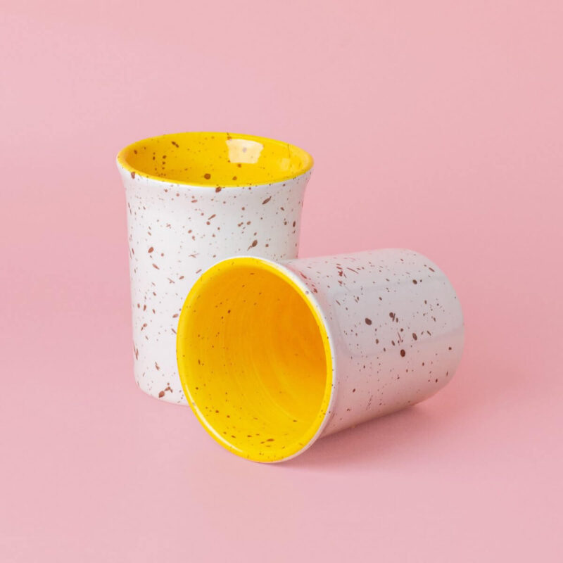 Canela Cup Becher ohne Henkel, 1-Stück in Weiß-Gelb 250ml