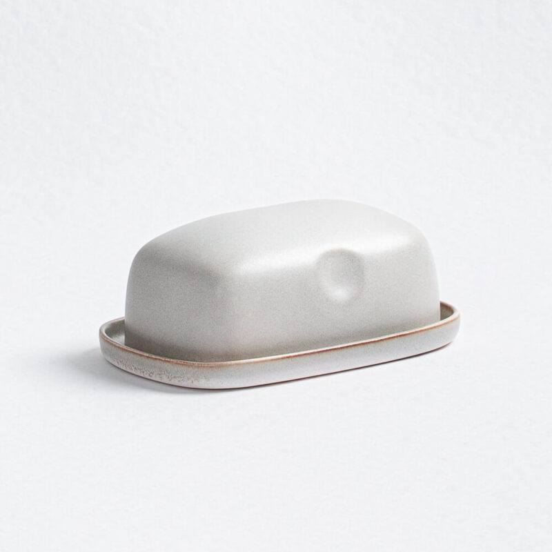 Terra Butterdose Keramik Butterschale in Grau matt