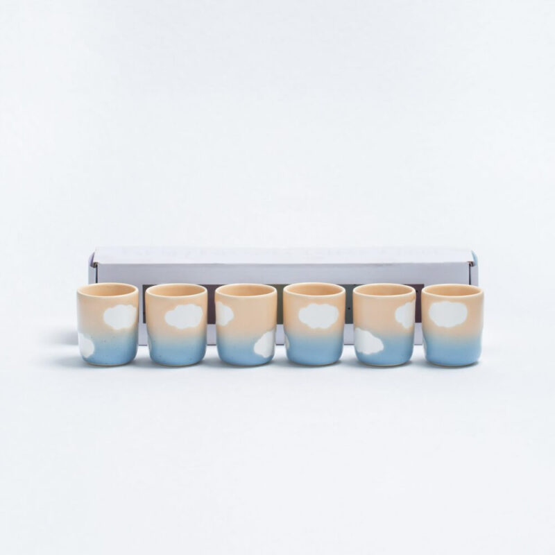 Peach Sky Cloud Espresso Tasse, Cup Becher Pfirsich Wolken 70ml im 6er-Set