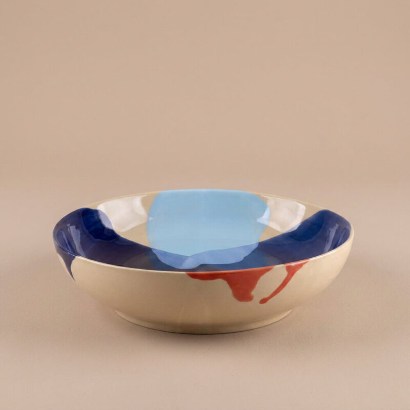 Giro tiefer Teller, Pastateller Suppenteller in Blau-Beige-Orange ø24cm