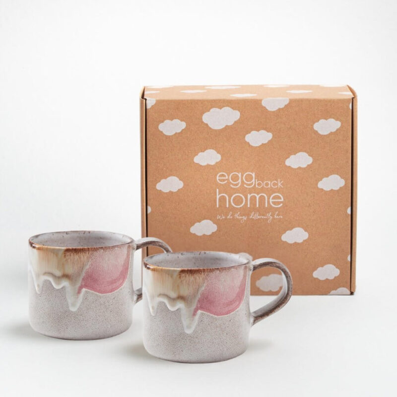 Melting Ice Cream Mug, 2x Becher große Tasse Pastell 400ml im Geschenkset
